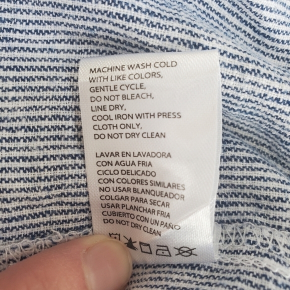 Weatherproof Vintage Linen Tie Front Shirt Blue Pinstripe XXL - Picture 10 of 10